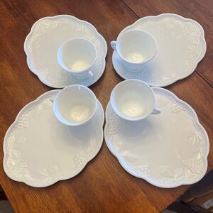 Vintage White Milk Glass Tea Set